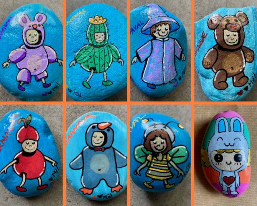 Galet peint carnaval